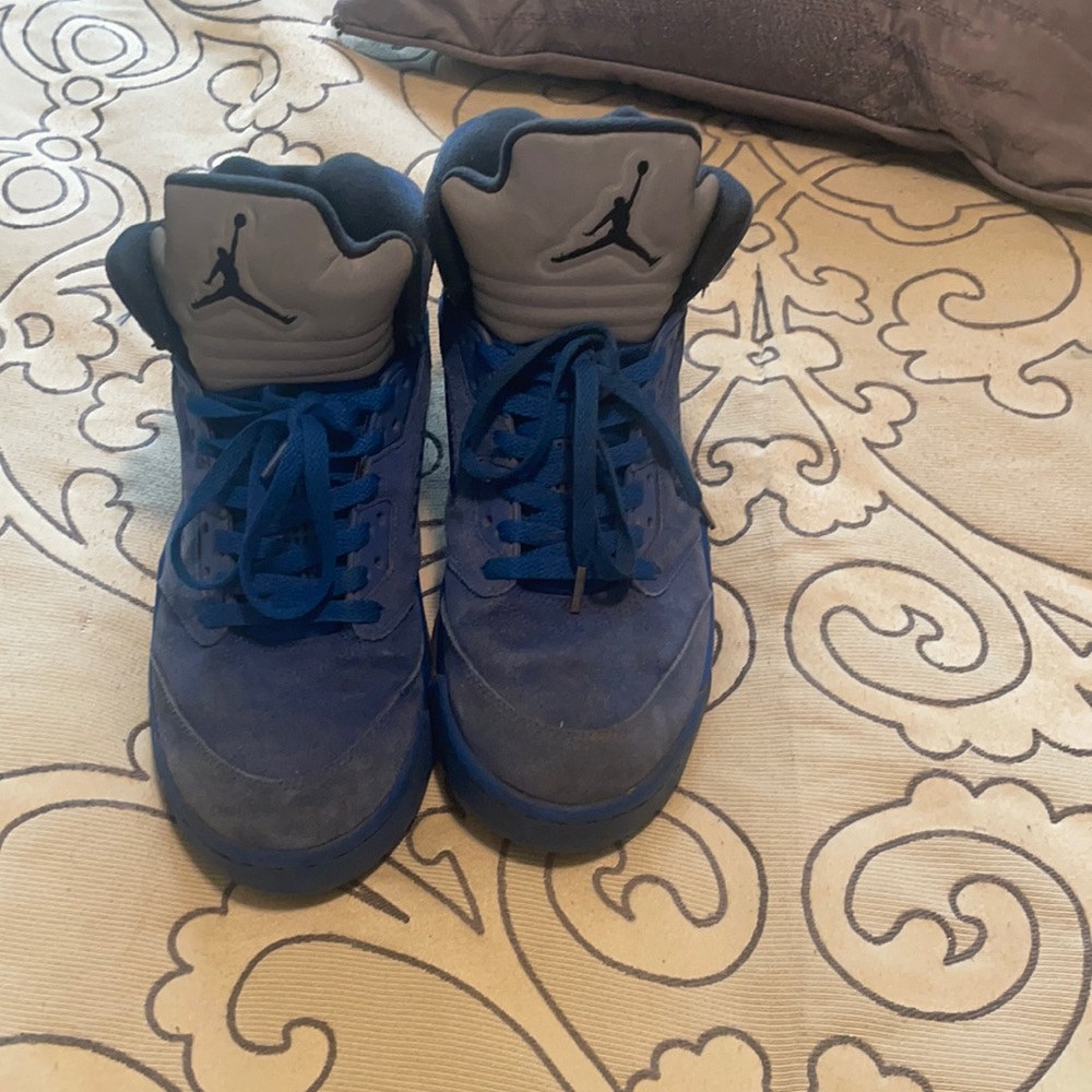 Blue suede Jordan 5s